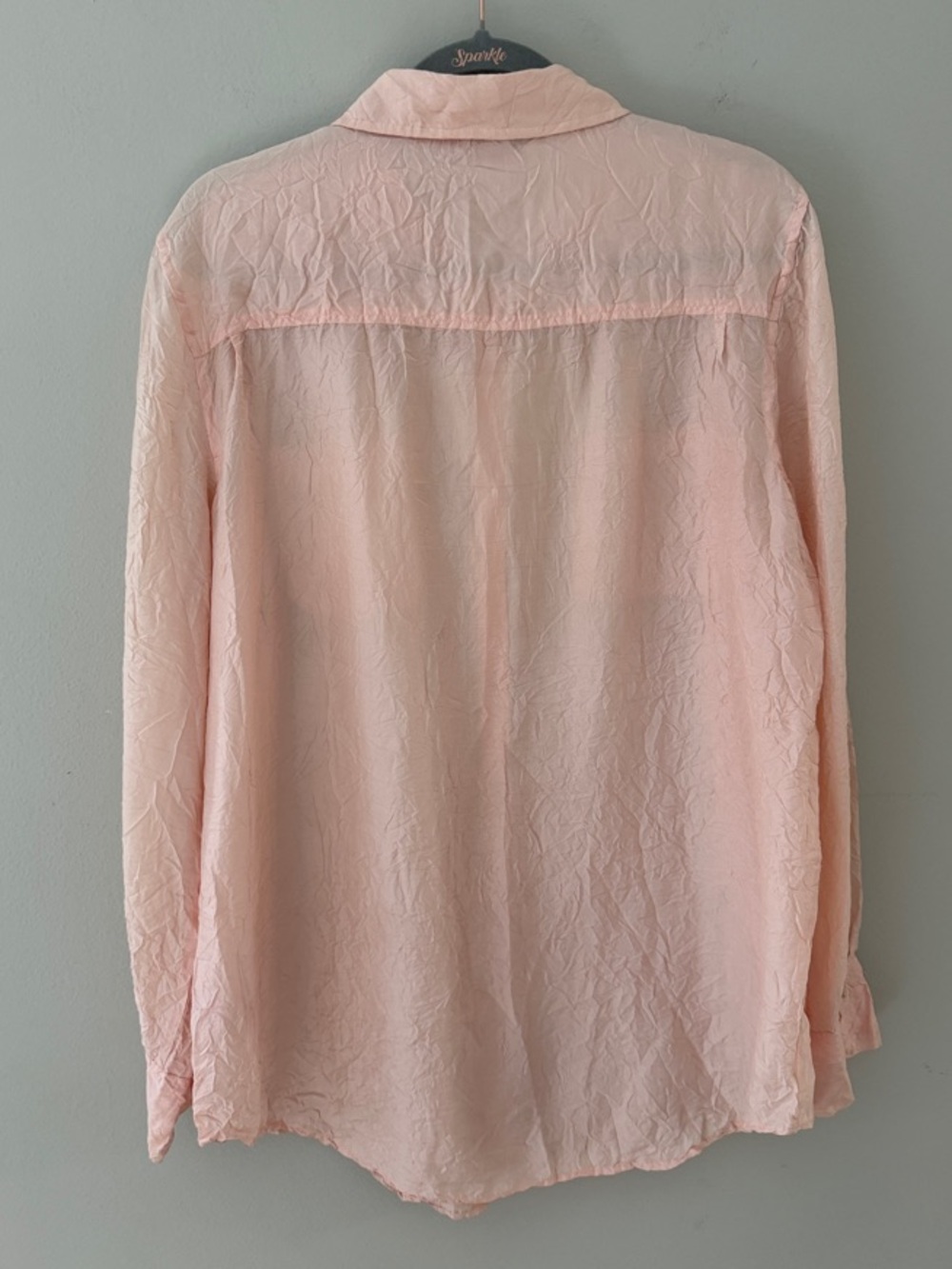Calypso St. Barth Women Lg Sheer Blush Pink Button Up Blouse Wrinkle Design Top - Picture 3 of 9